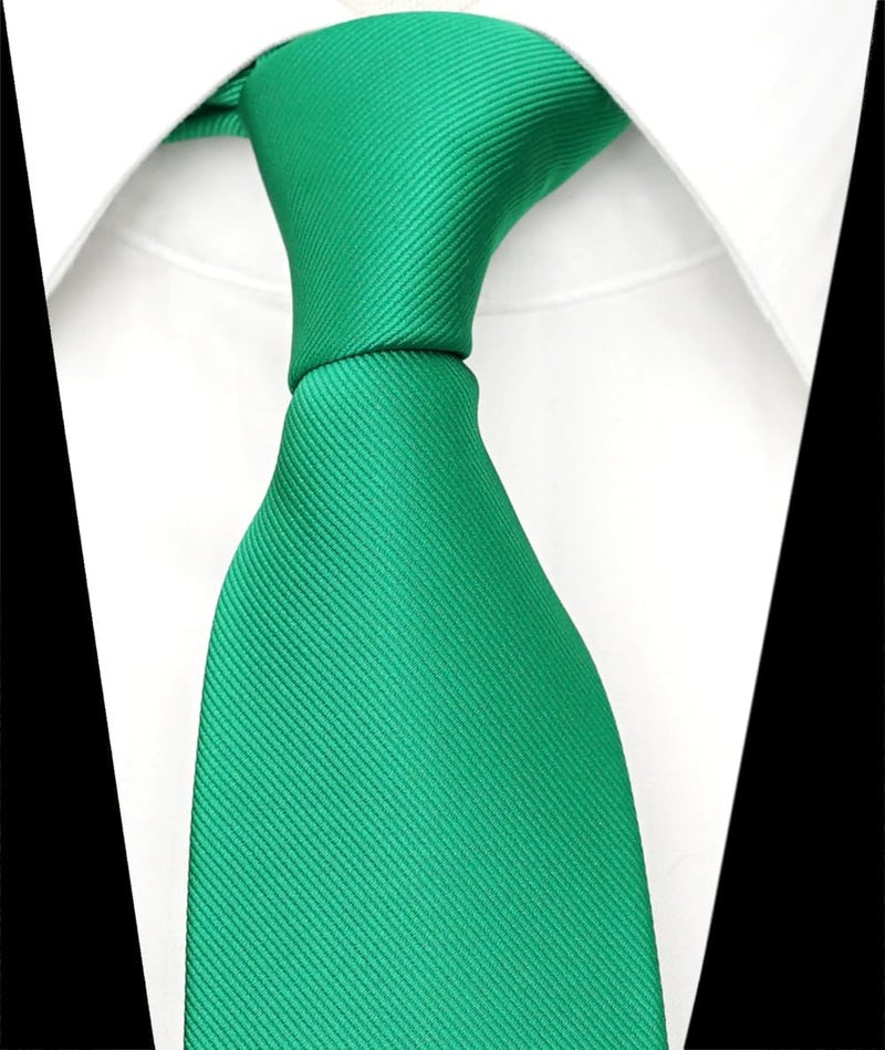 ZENXUS Regular Tie and Pocket Square for Men, Solid Color Necktie Set, 3.2 inch Standard Width - Image 3